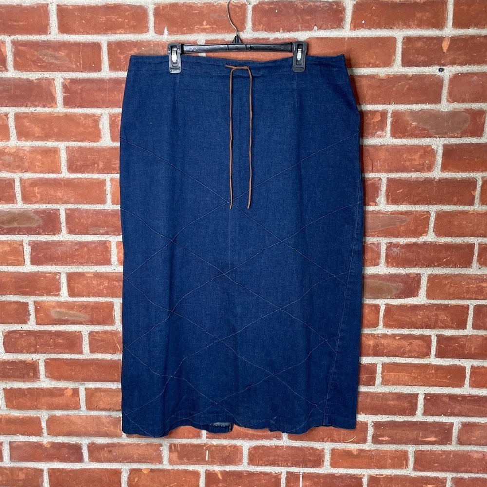 Vintage Y2K low waist denim midi skirt